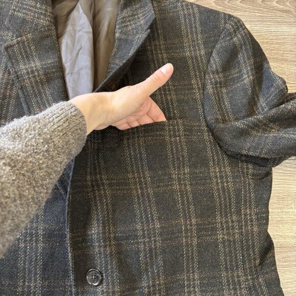 Tommy Hilfiger 40R Brown Sport Coat Blazer Jacket Check 100% Wool Made In Haiti - Picture 12 of 16